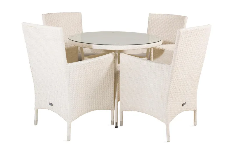 Volta Matgrupp Utomhus Rund Ø90cm + 4 Malin Karmstolar, Svart/Grå