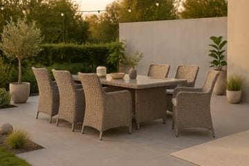 Wembley Matgrupp Utomhus 200cm + 6 Matstolar Utomhus - Natur/Brun - Utemöbler & utemiljö - Utegrupp - Matgrupp utomhus