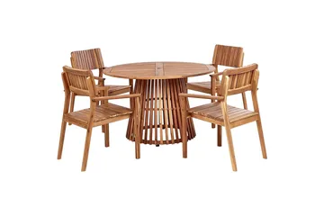 Matsalsset Agello Ljus trä, 4-Sits, Nej - Ljus trä, 4-Sits, Nej - Utemöbler & utemiljö - Utegrupp - Matgrupp utomhus