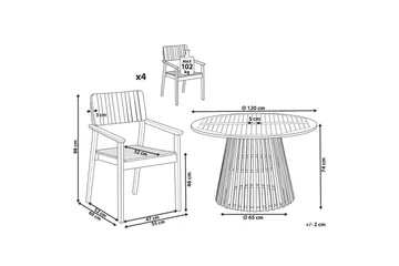 Matsalsset Agello Ljus trä, 4-Sits, Nej - Ljus trä, 4-Sits, Nej - Utemöbler & utemiljö - Utegrupp - Matgrupp utomhus