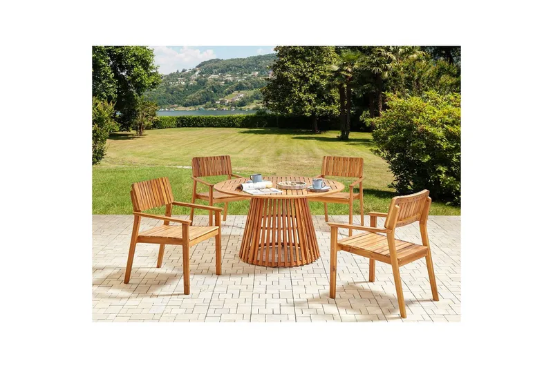 Matsalsset Agello Ljus trä, 4-Sits, Nej - Ljus trä, 4-Sits, Nej - Utemöbler & utemiljö - Utegrupp - Matgrupp utomhus