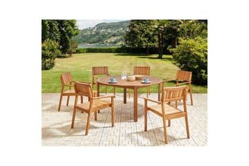 Matsalsset Agello Ljus trä, 6-Sits, Nej - Ljus trä, 6-Sits, Nej - Utemöbler & utemiljö - Utegrupp - Matgrupp utomhus