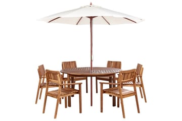 Matsalsset Agello Ljus trä/beige, 6-Sits, Ja - Ljus trä/beige, 6-Sits, Ja - Utemöbler & utemiljö - Utegrupp - Matgrupp utomhus