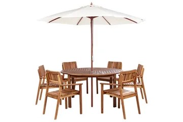 Matsalsset Agello Ljus trä/beige, 6-Sits, Ja - Ljus trä/beige, 6-Sits, Ja - Utemöbler & utemiljö - Utegrupp - Matgrupp utomhus