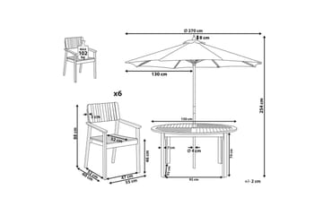 Matsalsset Agello Ljus trä/beige, 6-Sits, Ja - Ljus trä/beige, 6-Sits, Ja - Utemöbler & utemiljö - Utegrupp - Matgrupp utomhus