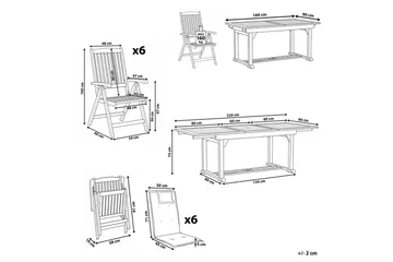 Matsalsset Amantea med kuddar Mörk trä/Taupe - Mörk trä/Taupe - Utemöbler & utemiljö - Utegrupp - Matgrupp utomhus