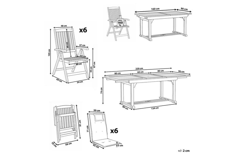 Matsalsset Amantea med kuddar Mörk trä/Taupe - Mörk trä/Taupe - Utemöbler & utemiljö - Utegrupp - Matgrupp utomhus