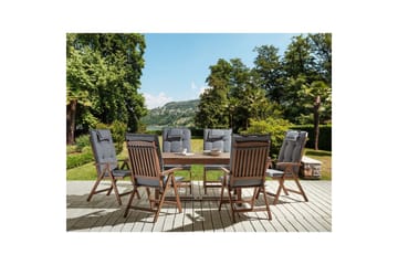 Matsalsset Amantea med kuddar Mörkt trä/grått - Mörkt trä/grått - Utemöbler & utemiljö - Utegrupp - Matgrupp utomhus