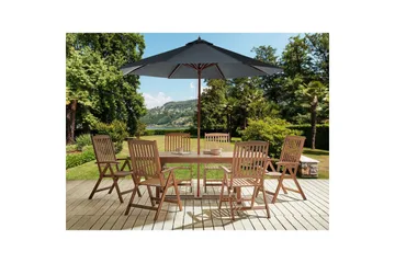 Matsalsset Amantea med parasoll Mörkt trä/grått - Mörkt trä/grått - Utemöbler & utemiljö - Utegrupp - Matgrupp utomhus