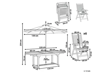Matsalsset Amantea med parasoll Mörk trä/blå - Mörk trä/blå - Utemöbler & utemiljö - Utegrupp - Matgrupp utomhus