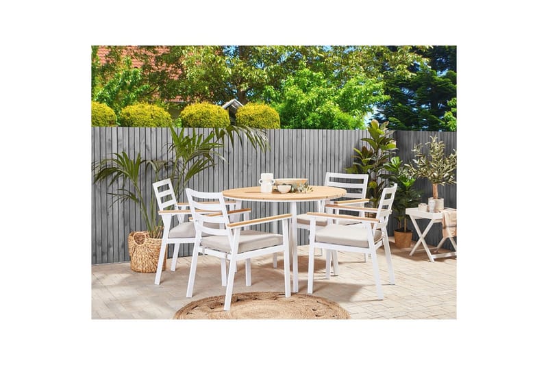 Matsalsset Cavoli Vit/ljust trä/beige - Vit/ljust trä/beige - Utemöbler & utemiljö - Utegrupp - Matgrupp utomhus