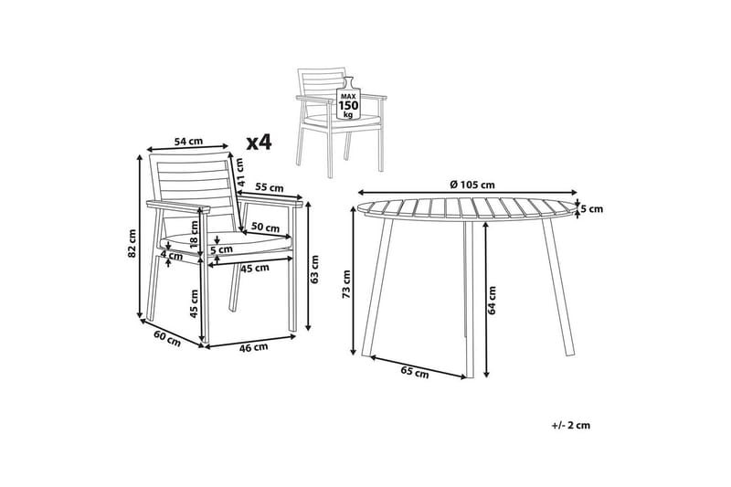 Matsalsset Cavoli Vit/ljust trä/grått - Vit/ljust trä/grått - Utemöbler & utemiljö - Utegrupp - Matgrupp utomhus