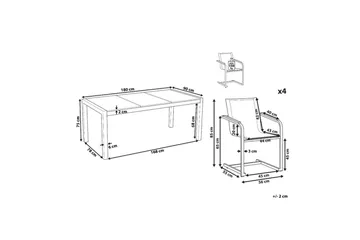 Matsalsset Cosoleto Grå/Silver, 4-Sits - Grå/Silver, 4-Sits - Utemöbler & utemiljö - Utegrupp - Matgrupp utomhus