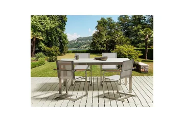 Matsalsset Cosoleto Vit/Beige/Silver, 4-Sits - Vit/Beige/Silver/4-Sits - Utemöbler & utemiljö - Utegrupp - Matgrupp utomhus