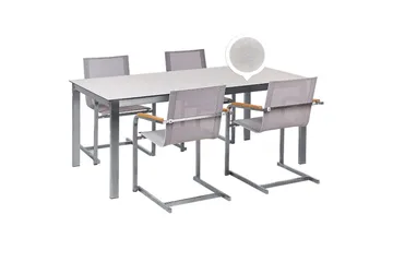 Matsalsset Cosoleto Vit/Beige/Silver, 4-Sits - Vit/Beige/Silver/4-Sits - Utemöbler & utemiljö - Utegrupp - Matgrupp utomhus