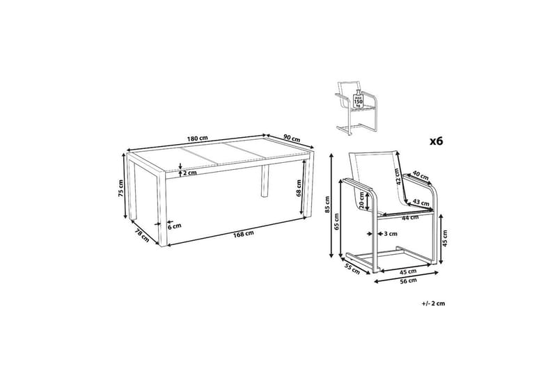Matsalsset Cosoleto Vit/Silver/Beige, 6-Sits - Vit/Silver/Beige, 6-Sits - Utemöbler & utemiljö - Utegrupp - Matgrupp utomhus