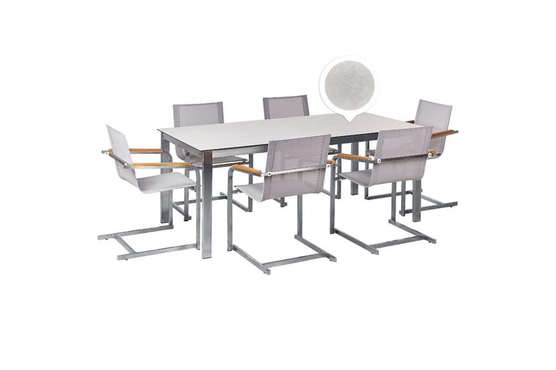 Matsalsset Cosoleto Vit/Silver/Beige, 6-Sits, Vit/Silver/Beige, 6-Sits