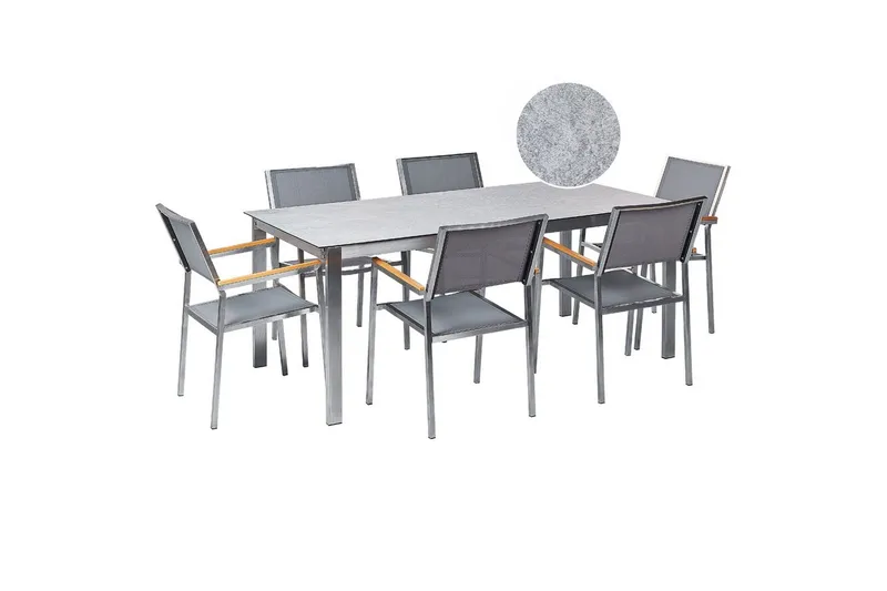 Matsalsset Cosoleto/Grosseto Grå/Silver, 6-Sits, Grå/Silver, 6-Sits