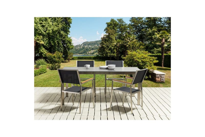 Matsalsset Cosoleto/Grosseto Svart/Silver, 4-Sits - Svart/Silver, 4-Sits - Utemöbler & utemiljö - Utegrupp - Matgrupp utomhus