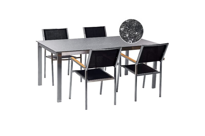 Matsalsset Cosoleto/Grosseto Svart/Silver, 4-Sits, Svart/Silver, 4-Sits