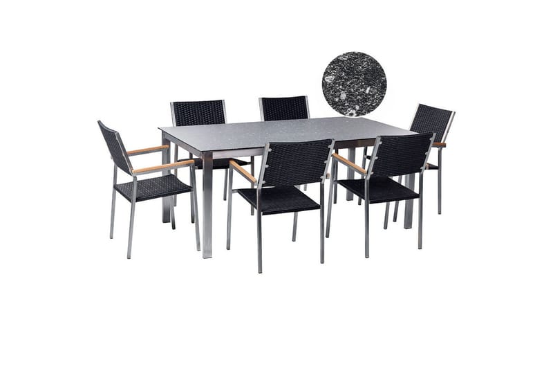 Matsalsset Cosoleto/Grosseto Svart/Silver, 6-Sits, Svart/Silver, 6-Sits