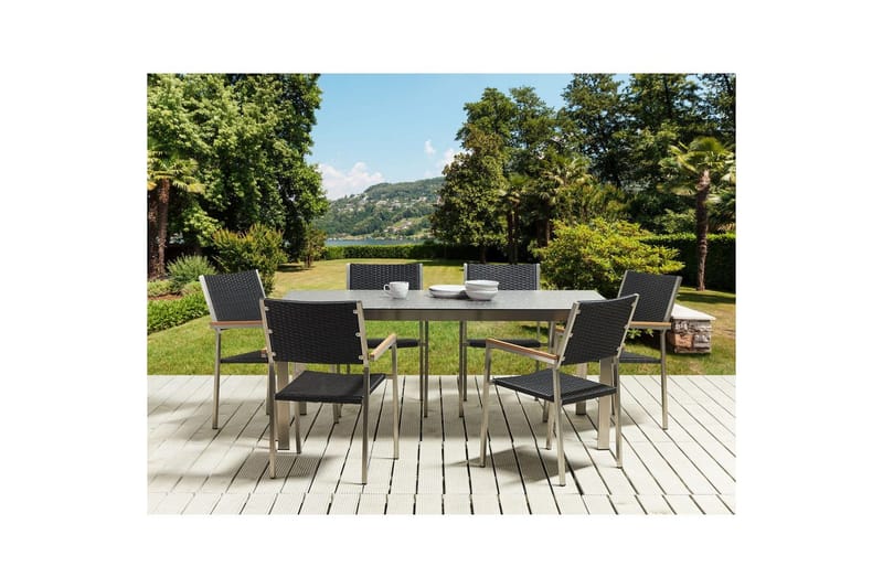 Matsalsset Cosoleto/Grosseto Svart/Silver, 6-Sits - Svart/Silver, 6-Sits - Utemöbler & utemiljö - Utegrupp - Matgrupp utomhus