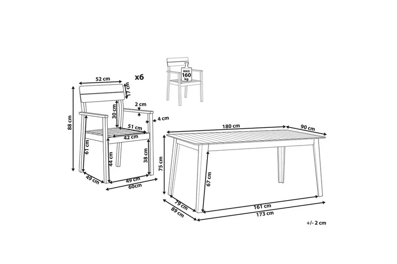 Matsalsset Fornelli 6-Sits - 6-Sits - Utemöbler & utemiljö - Utegrupp - Matgrupp utomhus