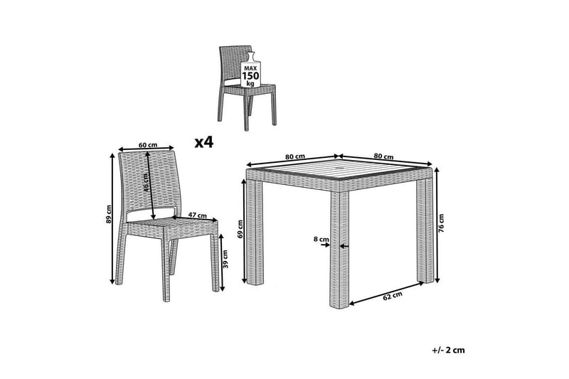 Matsalsset Fossano Grå, 4-Sits - Grå, 4-Sits - Utemöbler & utemiljö - Utegrupp - Matgrupp utomhus