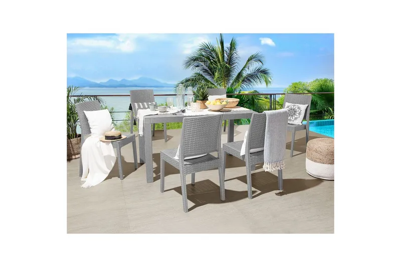 Matsalsset Fossano Ljusgrå, 6-Sits - Ljusgrå, 6-Sits - Utemöbler & utemiljö - Utegrupp - Matgrupp utomhus