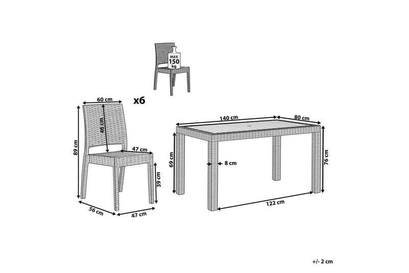 Matsalsset Fossano Vit, 6-Sits - Vit, 6-Sits - Utemöbler & utemiljö - Utegrupp - Matgrupp utomhus