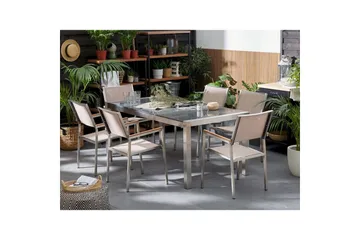 Matsalsset Grosseto Grå/Beige/Silver, 6-Sits - Grå/Beige/Silver, 6-Sits - Utemöbler & utemiljö - Utegrupp - Matgrupp utomhus