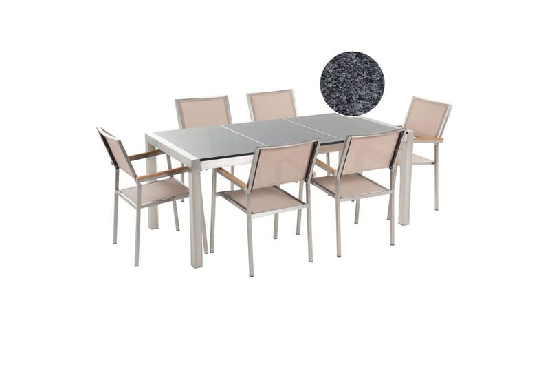 Matsalsset Grosseto Grå/Beige/Silver, 6-Sits, Grå/Beige/Silver, 6-Sits
