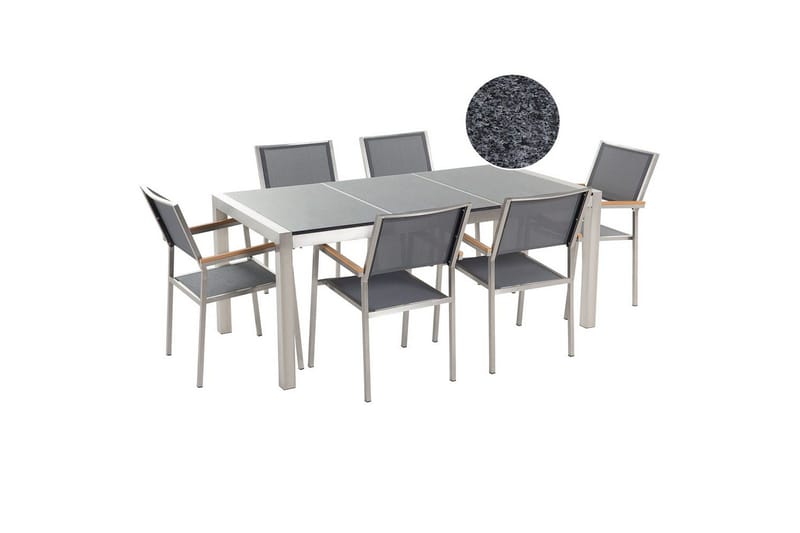 Matsalsset Grosseto Grå/Silver, 6-Sits, Grå/Silver, 6-Sits