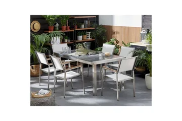 Matsalsset Grosseto Grå/Vit/Silver, 6-Sits - Grå/Vit/Silver, 6-Sits - Utemöbler & utemiljö - Utegrupp - Matgrupp utomhus