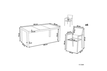 Matsalsset Grosseto Grå/Vit/Silver, 6-Sits - Grå/Vit/Silver, 6-Sits - Utemöbler & utemiljö - Utegrupp - Matgrupp utomhus