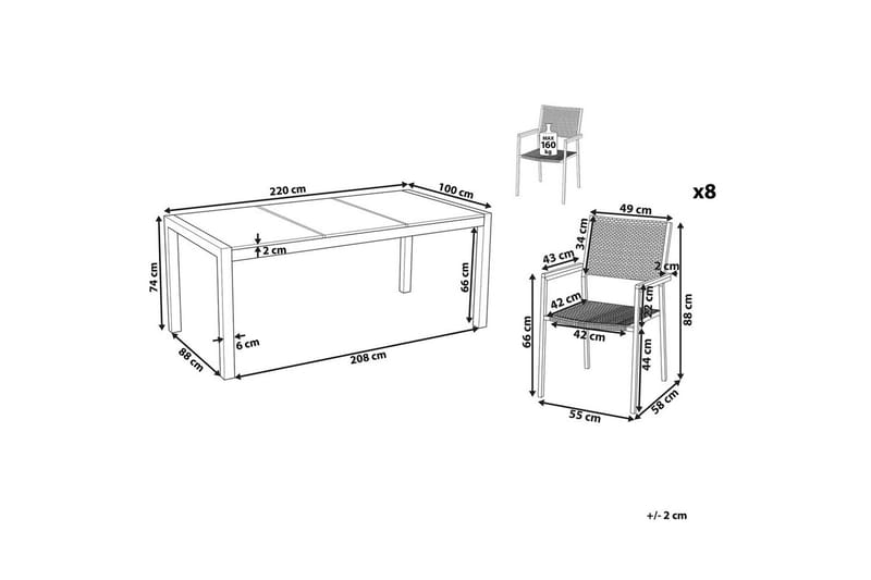 Matsalsset Grosseto Grafitgrå/Svart-rotting/Silver, 8-Sits - Grafitgrå/Svart-rotting/Silver, 8-Sits - Utemöbler & utemiljö - Utegrupp - Matgrupp utomhus
