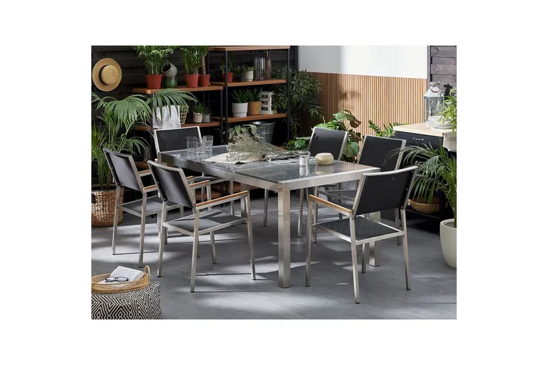 Matsalsset Grosseto Grafitgrå/Svart/Silver, 6-Sits - Grafitgrå/Svart/Silver, 6-Sits - Utemöbler & utemiljö - Utegrupp - Matgrupp utomhus