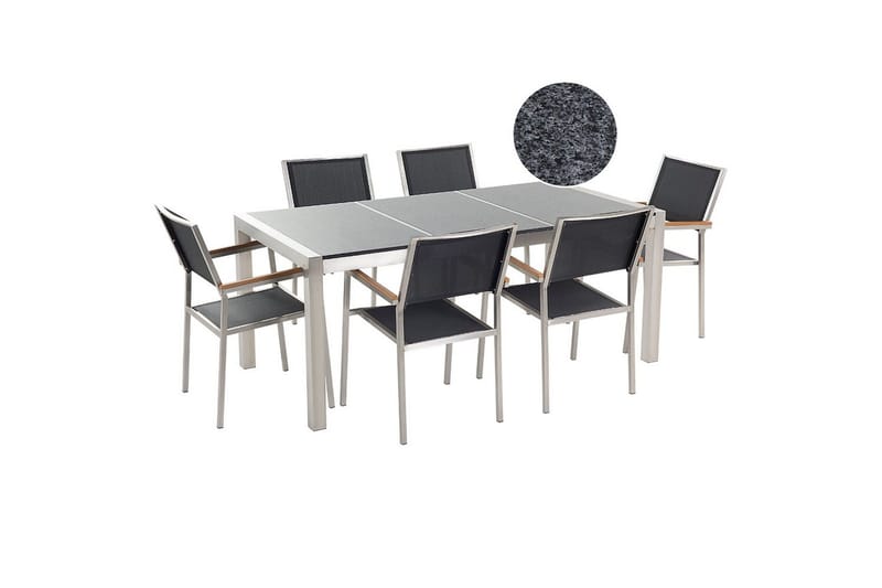 Matsalsset Grosseto Grafitgrå/Svart/Silver, 6-Sits, Grafitgrå/Svart/Silver, 6-Sits