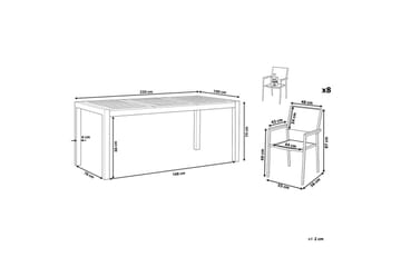 Matsalsset Grosseto Ljus trä/beige/silver, 8-Sits - Ljus trä/beige/silver, 8-Sits - Utemöbler & utemiljö - Utegrupp - Matgrupp utomhus