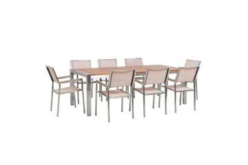 Matsalsset Grosseto Ljus trä/beige/silver, 8-Sits - Ljus trä/beige/silver, 8-Sits - Utemöbler & utemiljö - Utegrupp - Matgrupp utomhus