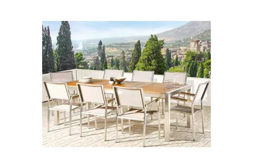 Matsalsset Grosseto Ljus trä/beige/silver, 8-Sits - Ljus trä/beige/silver, 8-Sits - Utemöbler & utemiljö - Utegrupp - Matgrupp utomhus