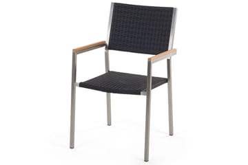 Matsalsset Grosseto Ljus trä/svart/silver, 8-Sits - Ljus trä/svart/silver, 8-Sits - Utemöbler & utemiljö - Utegrupp - Matgrupp utomhus