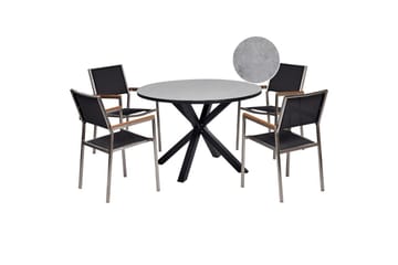 Matsalsset Maletto/Grosseto Grå/Svart/Silver - Grå/Svart/Silver - Utemöbler & utemiljö - Utegrupp - Matgrupp utomhus