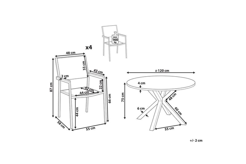 Matsalsset Maletto/Grosseto Svart/Silver - Svart/Silver - Utemöbler & utemiljö - Utegrupp - Matgrupp utomhus