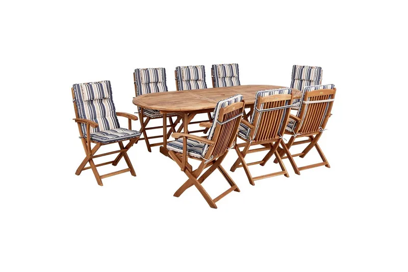 Matsalsset Maui II Flerfärgad/beige/blå/ljus trä, 8-Sits, Flerfärgad/beige/blå/ljus trä, 8-Sits