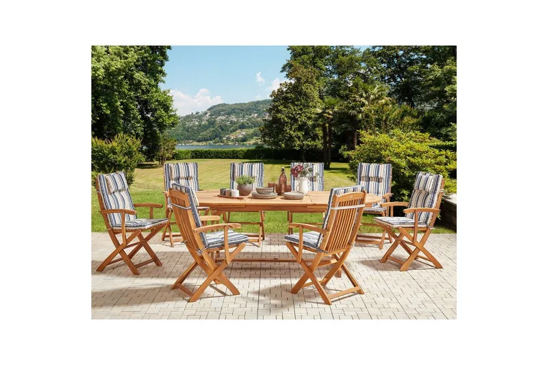 Matsalsset Maui II Flerfärgad/beige/blå/ljus trä, 8-Sits - Flerfärgad/beige/blå/ljus trä, 8-Sits - Utemöbler & utemiljö - Utegrupp - Matgrupp utomhus