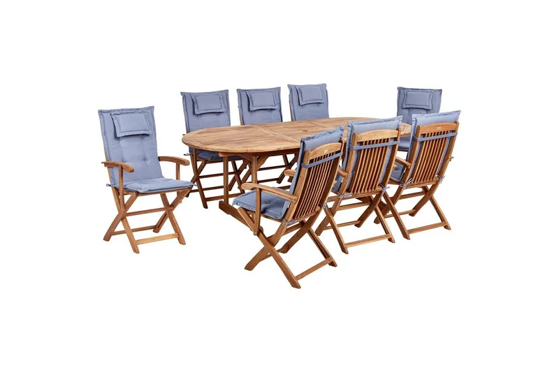 Matsalsset Maui II Ljus trä/blå, 8-Sits, Ljus trä/blå, 8-Sits