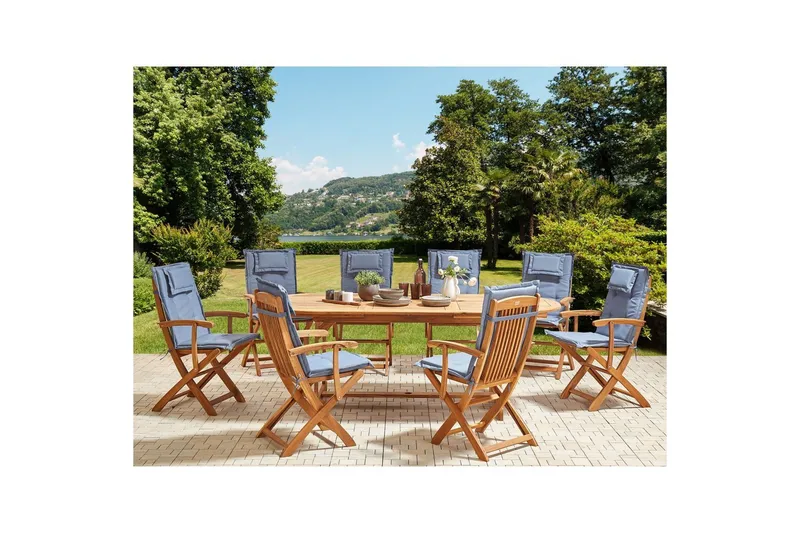 Matsalsset Maui II Ljus trä/blå, 8-Sits - Ljus trä/blå, 8-Sits - Utemöbler & utemiljö - Utegrupp - Matgrupp utomhus