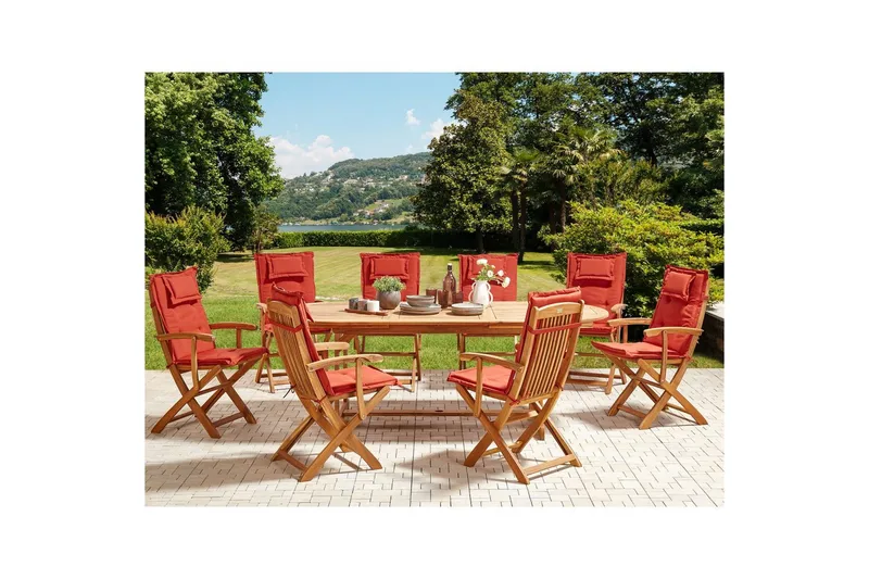 Matsalsset Maui II Ljus trä/röd, 8-Sits, Ljus trä/röd, 8-Sits