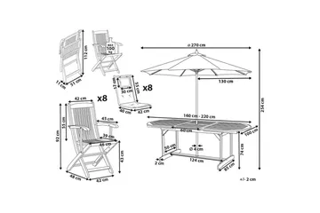 Matsalsset Maui II med parasoll Ljus trä/Off-white/grå, 8-Sits - Ljus trä/Off-white/grå, 8-Sits - Utemöbler & utemiljö - Utegrupp - Matgrupp utomhus
